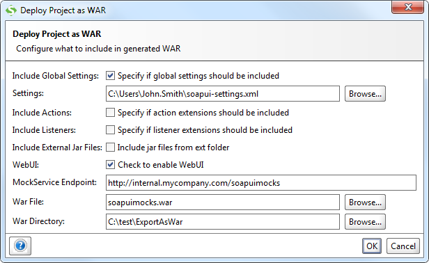 Deploy as WAR dialog