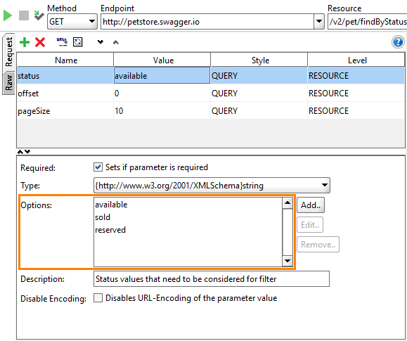 REST web service testing: Possible parameter values